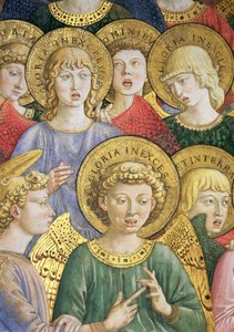 Engelenkoor, detail van de Reis van de Wijzen cyclus in de kapel, ca. 1460 (detail)