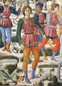 Liveried boogschutters, detail van de Reis van de Wijzen cyclus in de kapel, ca. 1460 (detail)