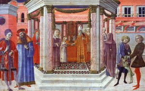 Presentatie van Maria in de Tempel (detail) door Benvenuto di Giovanni