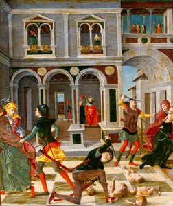 De slachting van de onschuldigen, midden-late 15e eeuw (tempera op paneel) door Bernadino Jacobi Butinone