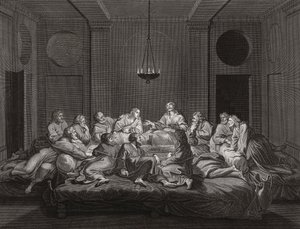 Jezus Christus en apostelen bij het Laatste Avondmaal door Bernard (after) Picart