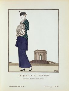 De tuin van Peyrou - Kostuum tailleur van Chéruit door Bernard Boutet de Monvel
