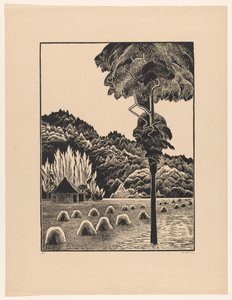Duinlandschap met hooioppers door Bernard Essers (signed by artist)