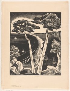 Pijnboomen (Bretonsche baai bij eb) door Bernard Essers (signed by artist)