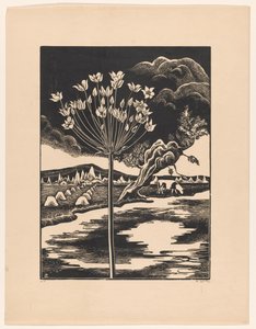 Zwanebloem in een Landschap door Bernard Essers (signed by artist)