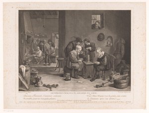 Herberginterieur met kaartspelende figuren door Bernard François Lépicié