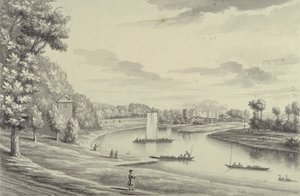Een Westelijk Uitzicht op Hampton Court Ferry en Hampton Church in de Verte, 1731-33