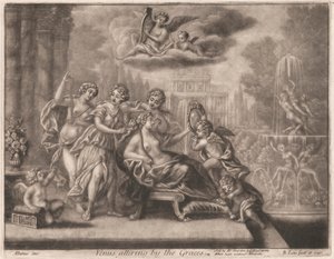 Venus die zich kleedt door de Gratiën door Bernard Lens