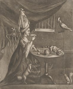 Vrouw die thee drinkt door Bernard Lens