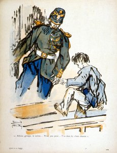 Kind en agent - gravure door Bernard Naudin