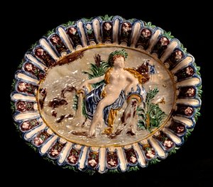 Allegorie van het water Keramiek in geglazuurd aardewerk door Bernard Palissy (1510-1589)