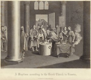 Een doop volgens de Griekse kerk in Rusland
