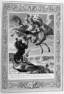 Bellerophon vecht tegen de Chimera, 1733 door Bernard Picart