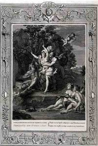 Daphne achtervolgd door Apollo en veranderd in een laurierboom door Bernard Picart