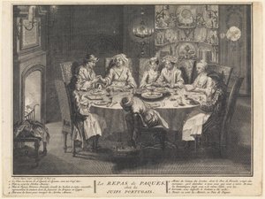 De viering van de Pesachmaaltijd door Bernard Picart