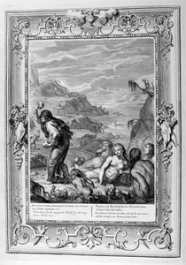 Deucalion en Pyrrha bevolken de wereld opnieuw door stenen achter zich te gooien, 1733