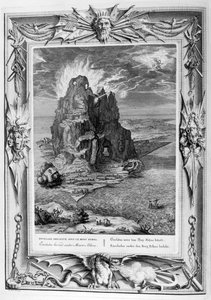 Enceladus begraven onder de Etna, 1733 door Bernard Picart