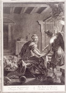 Penelope aan haar weefgetouw, 1731 door Bernard Picart