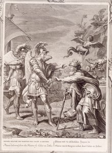 Phineus wordt bevrijd van de Harpijen door Calais en Zethes, 1731 door Bernard Picart