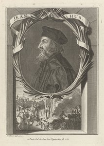 Portret van John Hus, ca. 1720 door Bernard Picart
