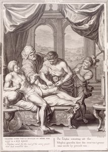 Telephus Genezen door het Roest van de Speer die Hem Verwondde, 1731 door Bernard Picart