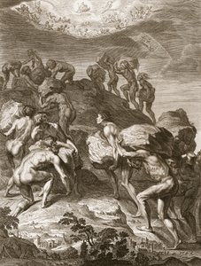 De Reuzen Proberen de Hemel te Beklimmen door Bergen op Elkaar te Stapelen, 1731 door Bernard Picart
