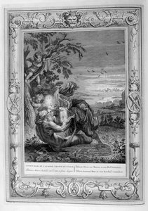 Tithonus, echtgenoot van Aurora, veranderd in een sprinkhaan, 1733 door Bernard Picart