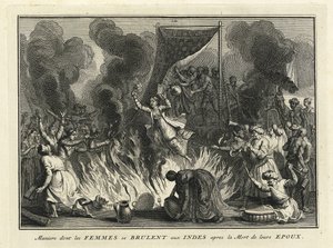 Weduweverbranding in India, 1728 door Bernard Picart