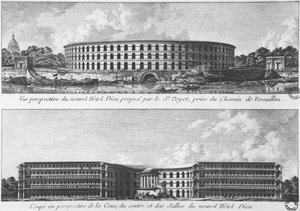 Project voor de verplaatsing van een nieuw Hotel-Dieu op het Ile aux Cygnes, Parijs, ca. 1787