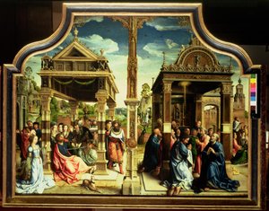 St. Thomas en St. Mattheüs Altaarstuk, middenpaneel van drieluik met scènes uit het leven van de twee heiligen, inclusief de marteldood van St. Thomas, ca. 1515 (paneel)