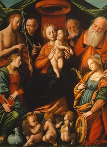 Madonna met Kind en Heiligen door Bernardino Lanino