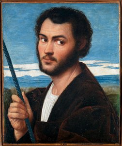 Portret van een Man door Licinio, Bernardino (ca. 1489-ca. 1565). Olie op doek, afmeting: 32x25,5, Eerste Helft van de 16e eeuw, Fondazione Cini, Venetië