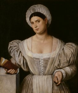 Portret van een vrouw (Agnese, de schoonzus van de schilder) door Bernardino Licinio