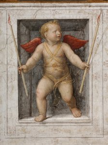 Een engel met kaarsen detail (fresco) door Bernardino Luini