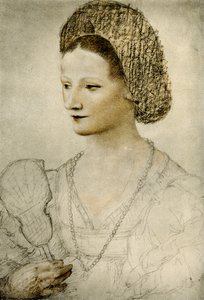 Portret van een onbekende vrouw met een waaier door Bernardino Luini