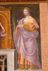 Sint Lucia, fresco door Bernardino Luini in de kerk van Sint-Mauritius in het Maggiore-klooster, Milaan, Lombardije, Italië