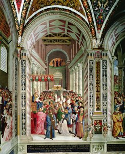 Aeneas Sylvius Piccolomini (1405-64), Verkozen tot Paus met de Naam Pius II, Betreedt Sint-Pieter, 3 september 1458 door Bernardino di Betto Pinturicchio