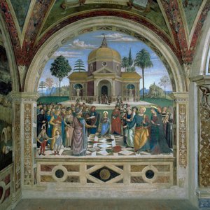 Discussie in de tempel door Bernardino di Betto Pinturicchio