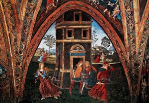 Martelaarschap van Sint Barbara, door Bernardino Pinturicchio, fresco, Hal van de Heiligen, Borgia-appartementen, Apostolisch Paleis, Vaticaanstad, Italië