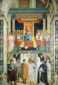 Pius II canoniseert Sint Catharina van Siena in 1461 door Bernardino di Betto Pinturicchio