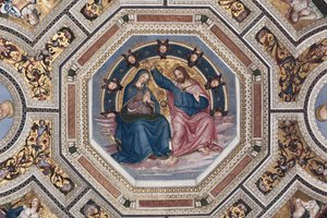 De Kroning van de Maagd Voute van het Koor door Pinturicchio (Bernardino di Betto) (1454-1513) - 1508-1510 Basiliek van Santa Maria del Popolo, Rome door Bernardino di Betto Pinturicchio