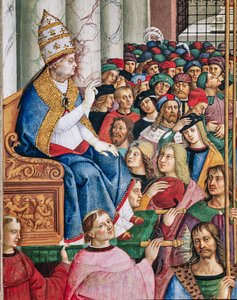 De Piccolomini Bibliotheek, zuidwestmuur: "Aeneas Sylvius, verkozen tot paus met de naam Pius II, betreedt St. Pieter, 3 september"