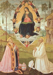 Maagd in Glorie met St. Gregorius en St. Benedictus