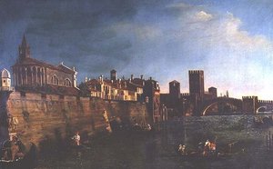 Uitzicht op Verona met het Castello Vecchio en de Ponte Vecchio