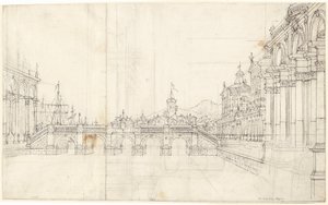 Een Capriccio van Paleizen en een Loggia met Uitzicht op een Klassieke Brug