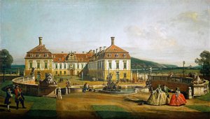 Het keizerlijke Lustslot Schlosshof, Ehrenhofzijde door Bernardo Bellotto