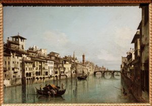 De Arno in Florence met de Ponte Santa Trinità door Bernardo Bellotto