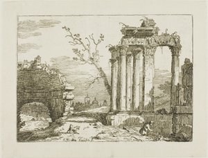 Landschap met ruïnes door Bernardo Bellotto