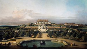 Het keizerlijke kasteel Schlosshof, tuinzijde door Bernardo Bellotto