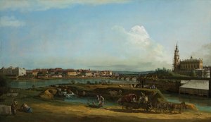 Gezicht op Dresden met de Hofkirche rechts, 1748 door Bernardo Bellotto